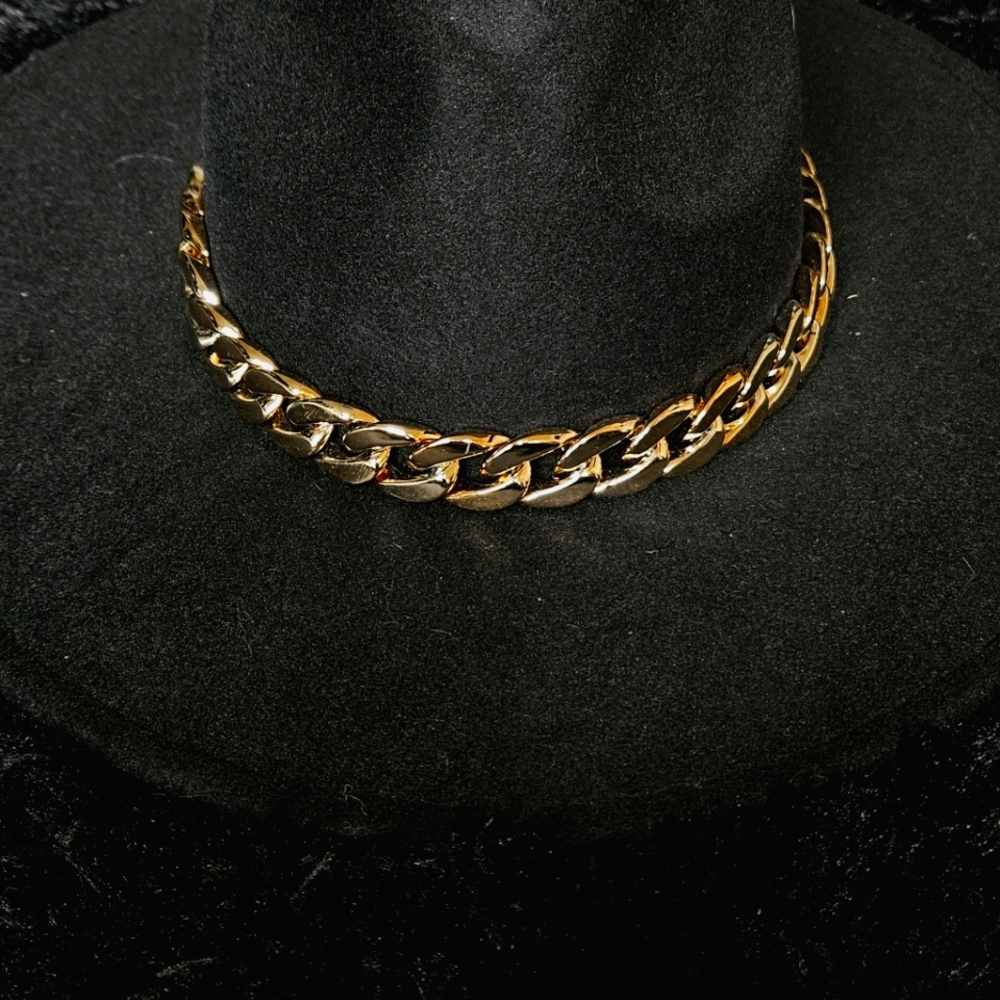 Black Cow Hat with Gold Chain - Picture 3 of 4